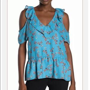 Parker NWT Blue Floral Layered Top